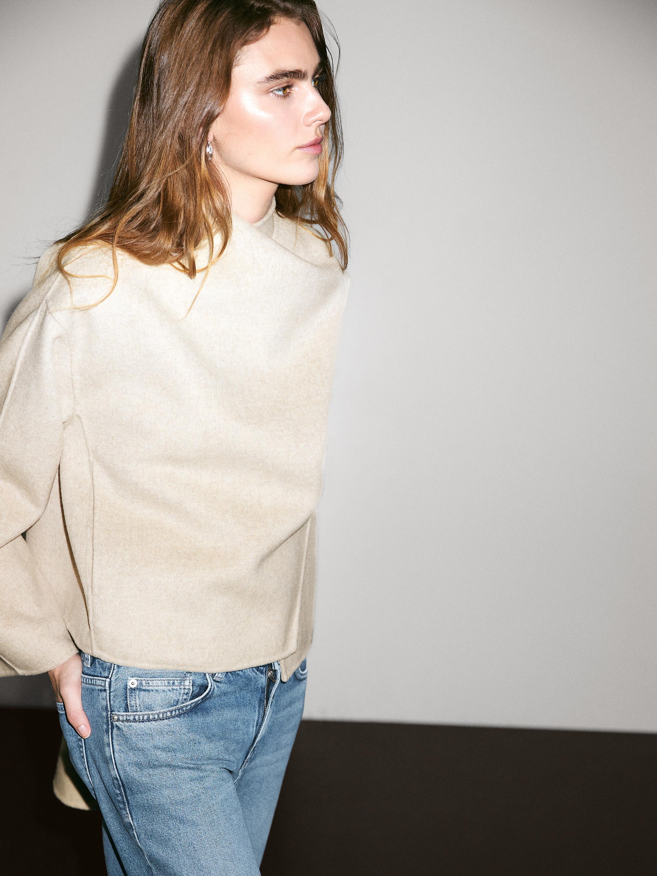 Short coat with scarf detail